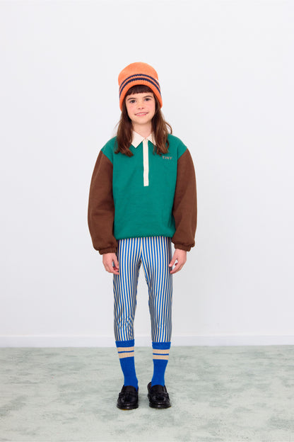 Tinycottons COLOR BLOCK polo sleeve tee dark green