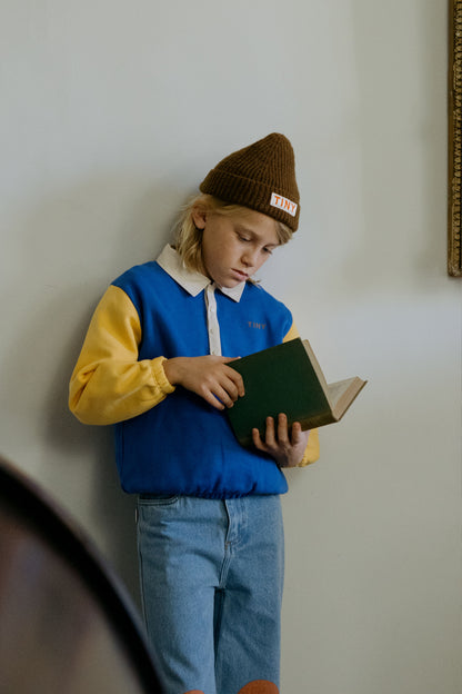 Tinycottons COLOR BLOCK polo sleeve tee dark blue