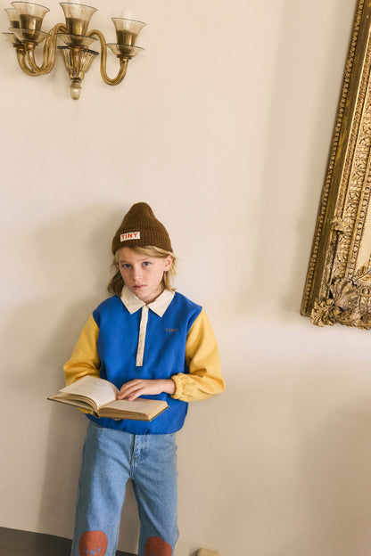 Tinycottons COLOR BLOCK polo sleeve tee dark blue