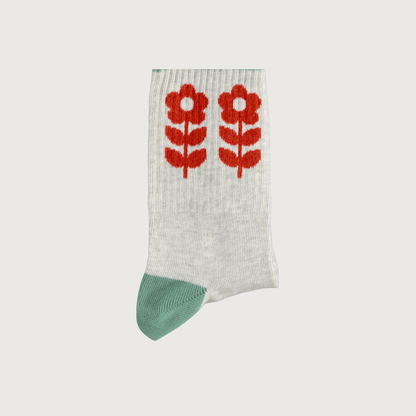 Piupiuchick Socks light grey with red flowers