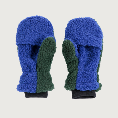 Bobo Choses color block sheepskin mittens dark green