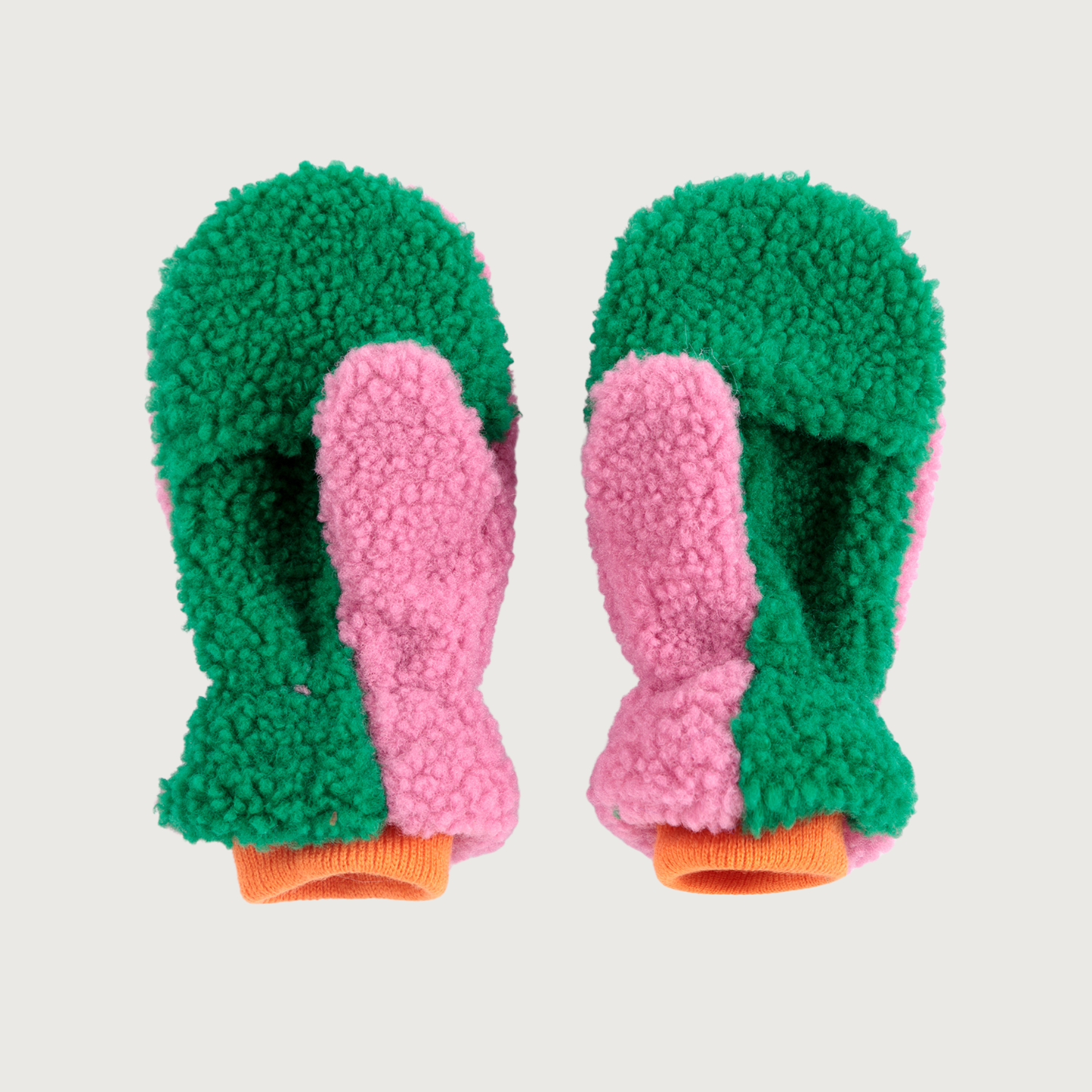 Bobo Choses color block sheepskin mittens fuchsia