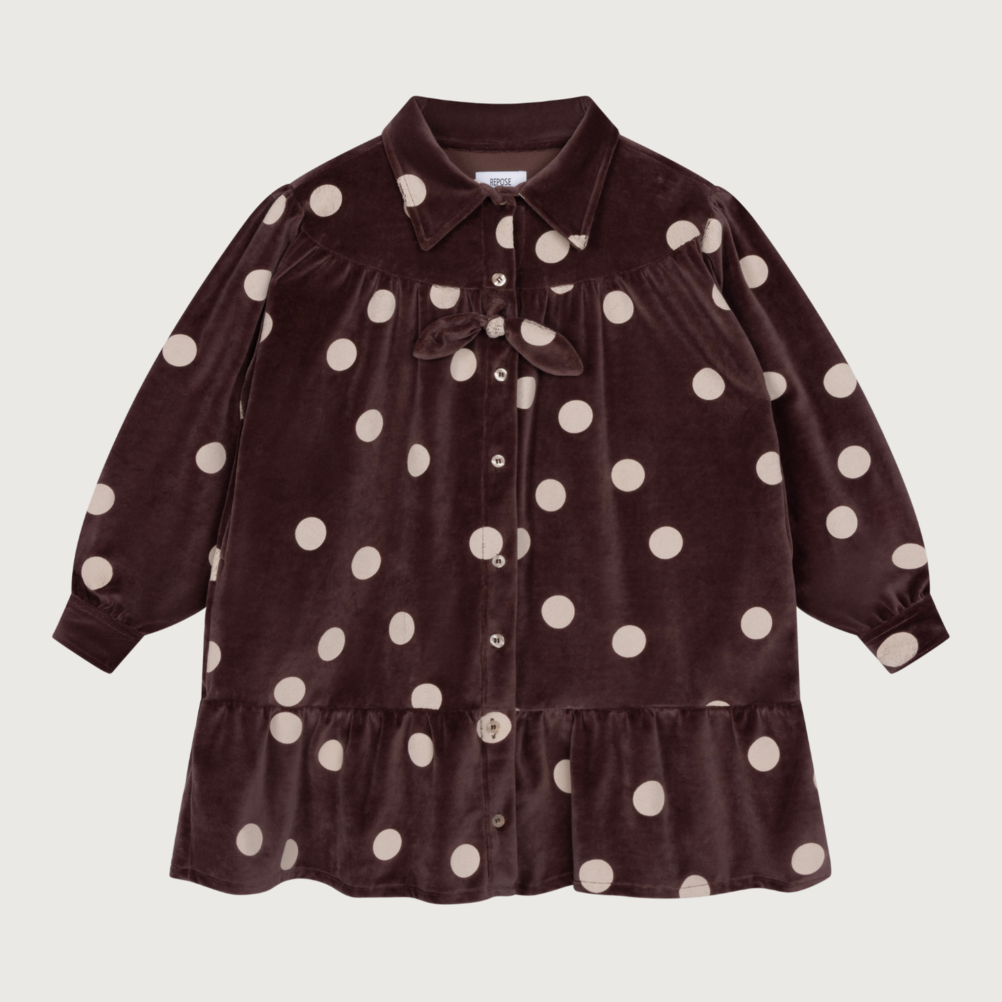 Repose AMS Bow dress chocolate polka dot
