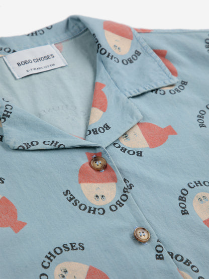 Bobo Choses MORNING EGG allover light denim shirt / 2-3Y