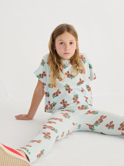 Bobo Choses JUICY TOMATOES all over cropped T-shirt light blue