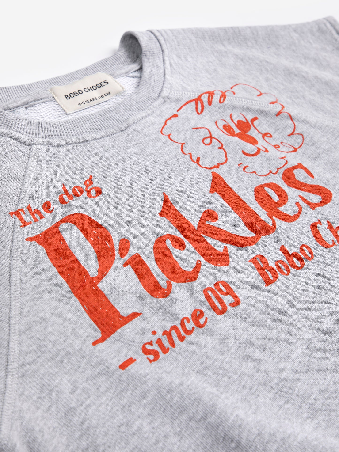 Bobo Choses PICKLES THE DOG sleeveless sweatshirt heather grey