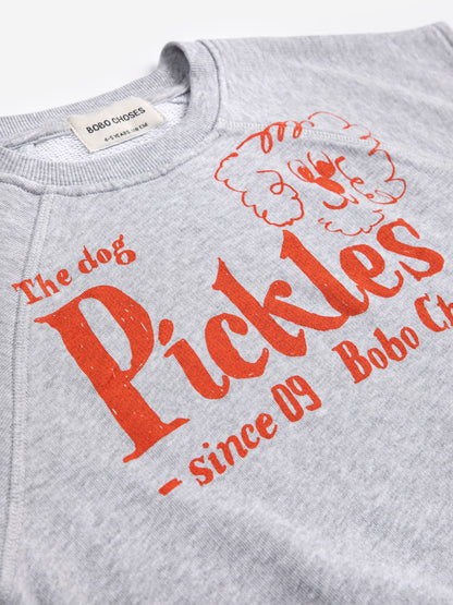 Bobo Choses PICKLES THE DOG sleeveless sweatshirt heather grey