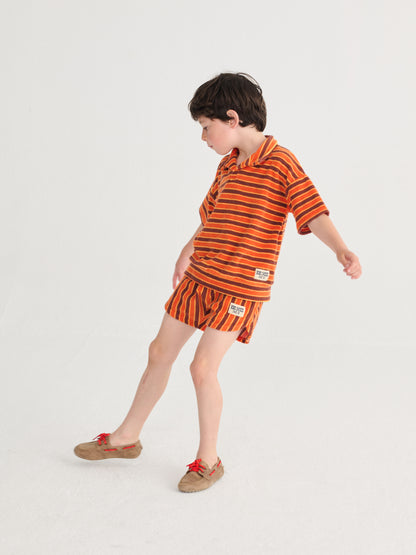 Bobo Choses Striped brick terry cloth polo