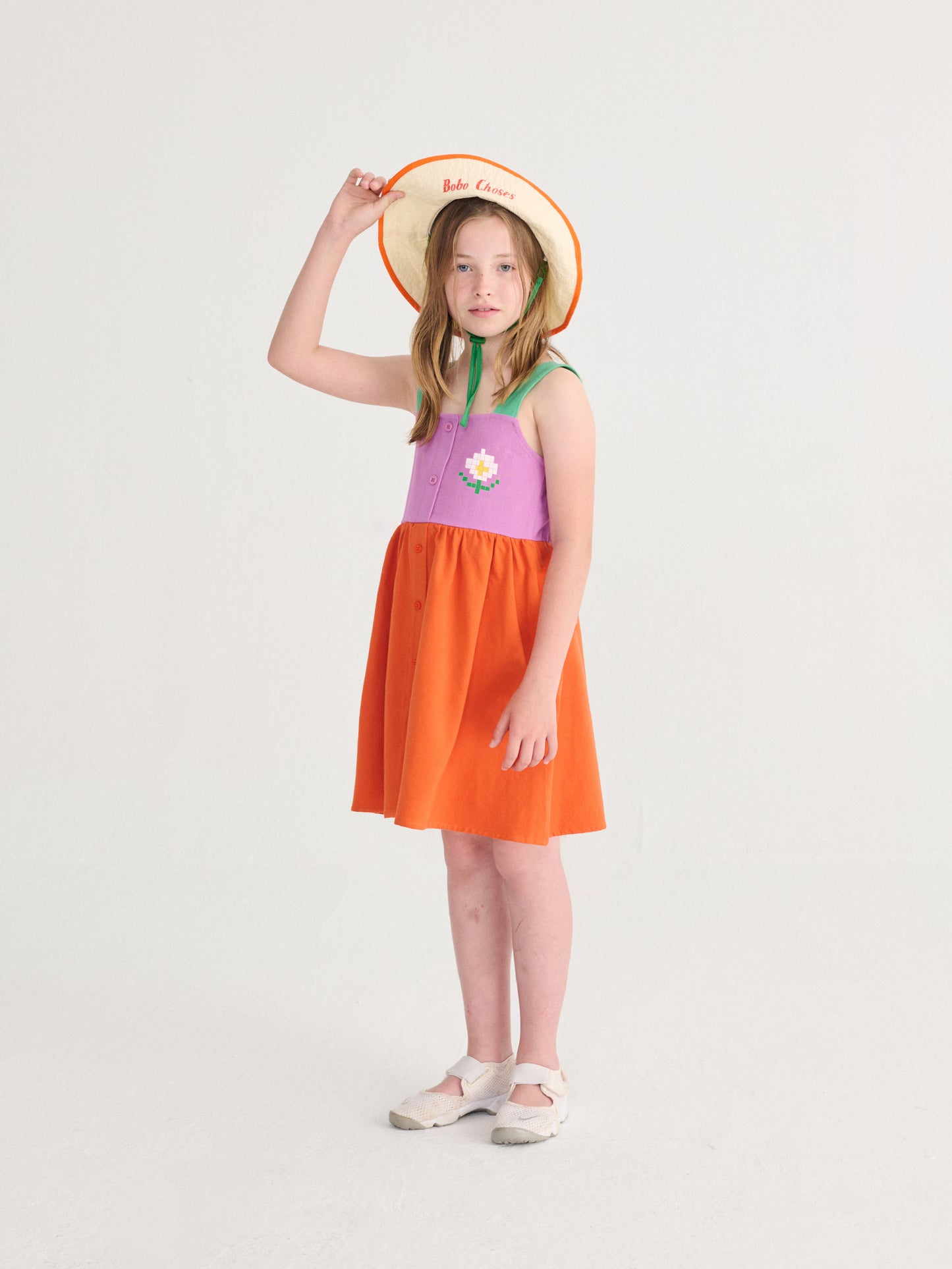 Bobo Choses PIXEL DAISY color block woven dress
