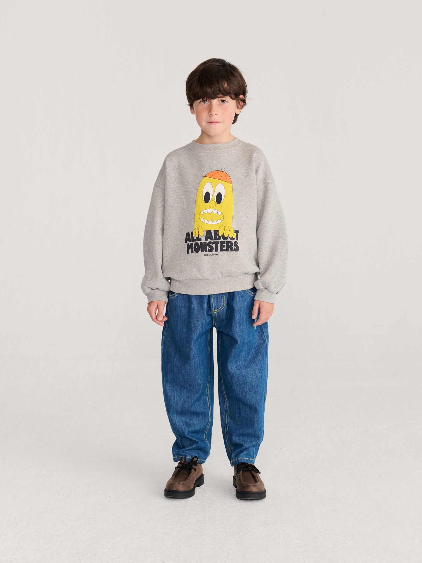 Bobo Choses Bigtooth Lemon sweatshirt light heather grey