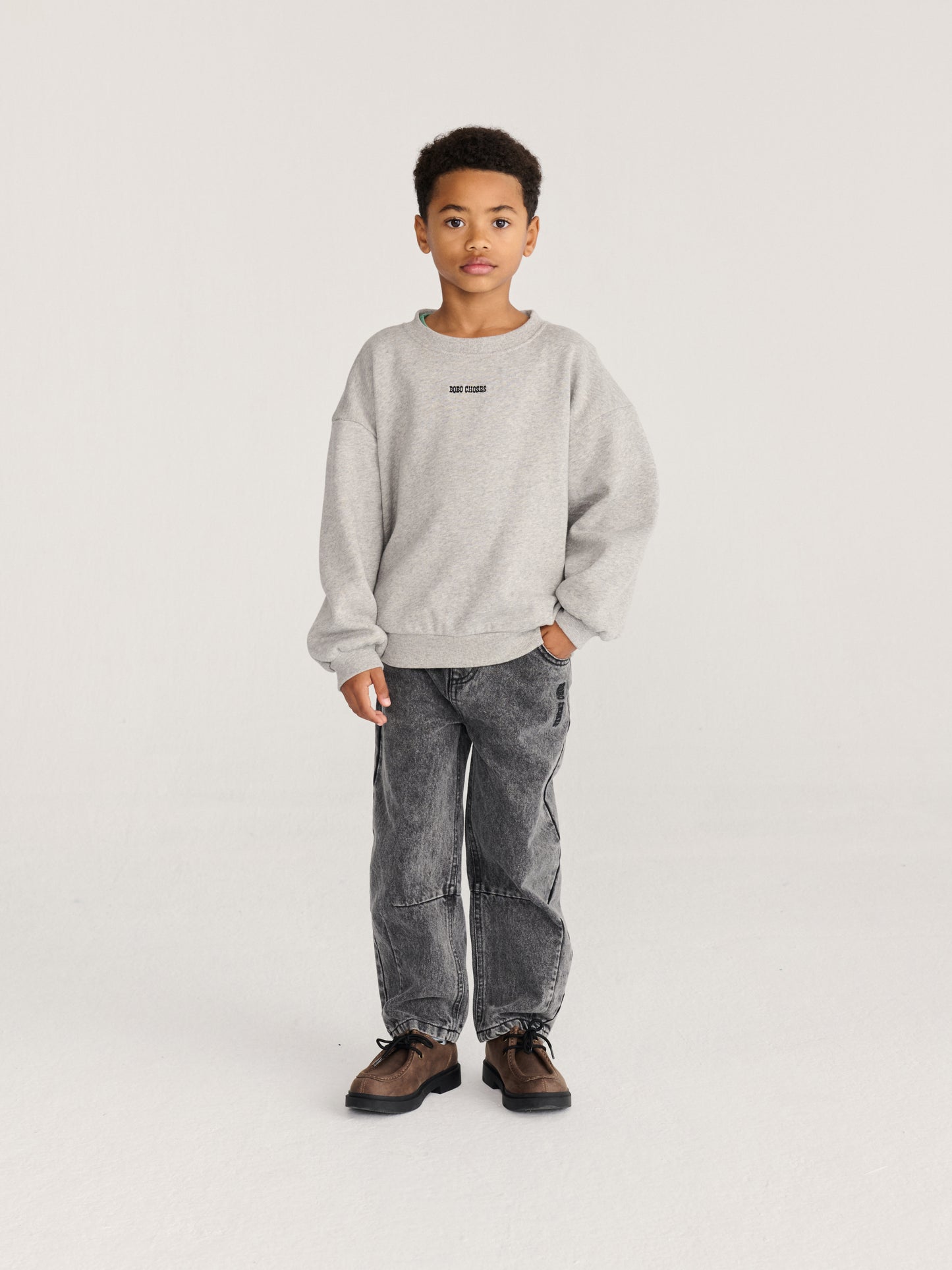 Bobo Choses Mush Monster Duo sweatshirt light heather grey