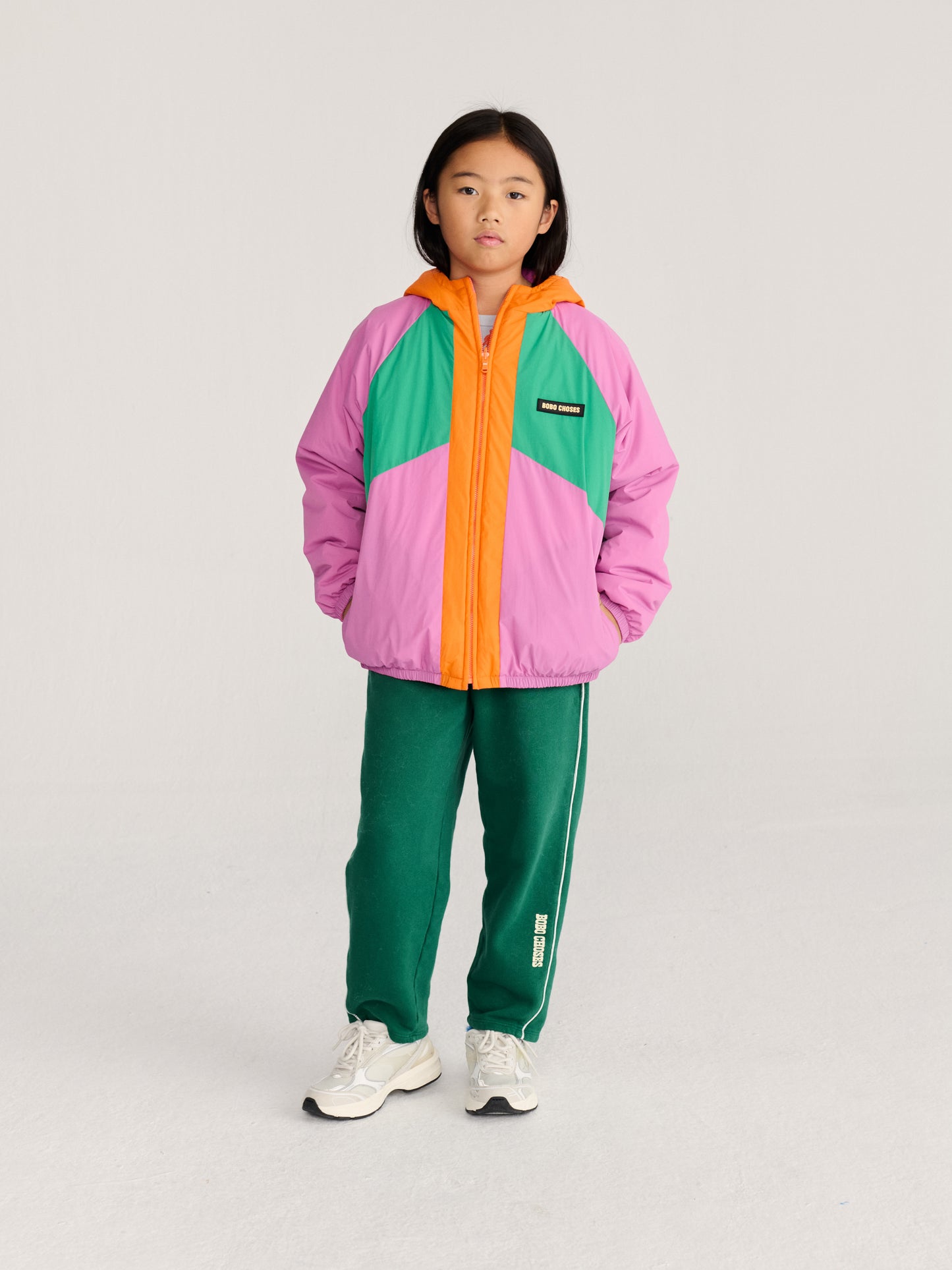 Bobo Choses Almost Moiré all over reversible anorak fuchsia