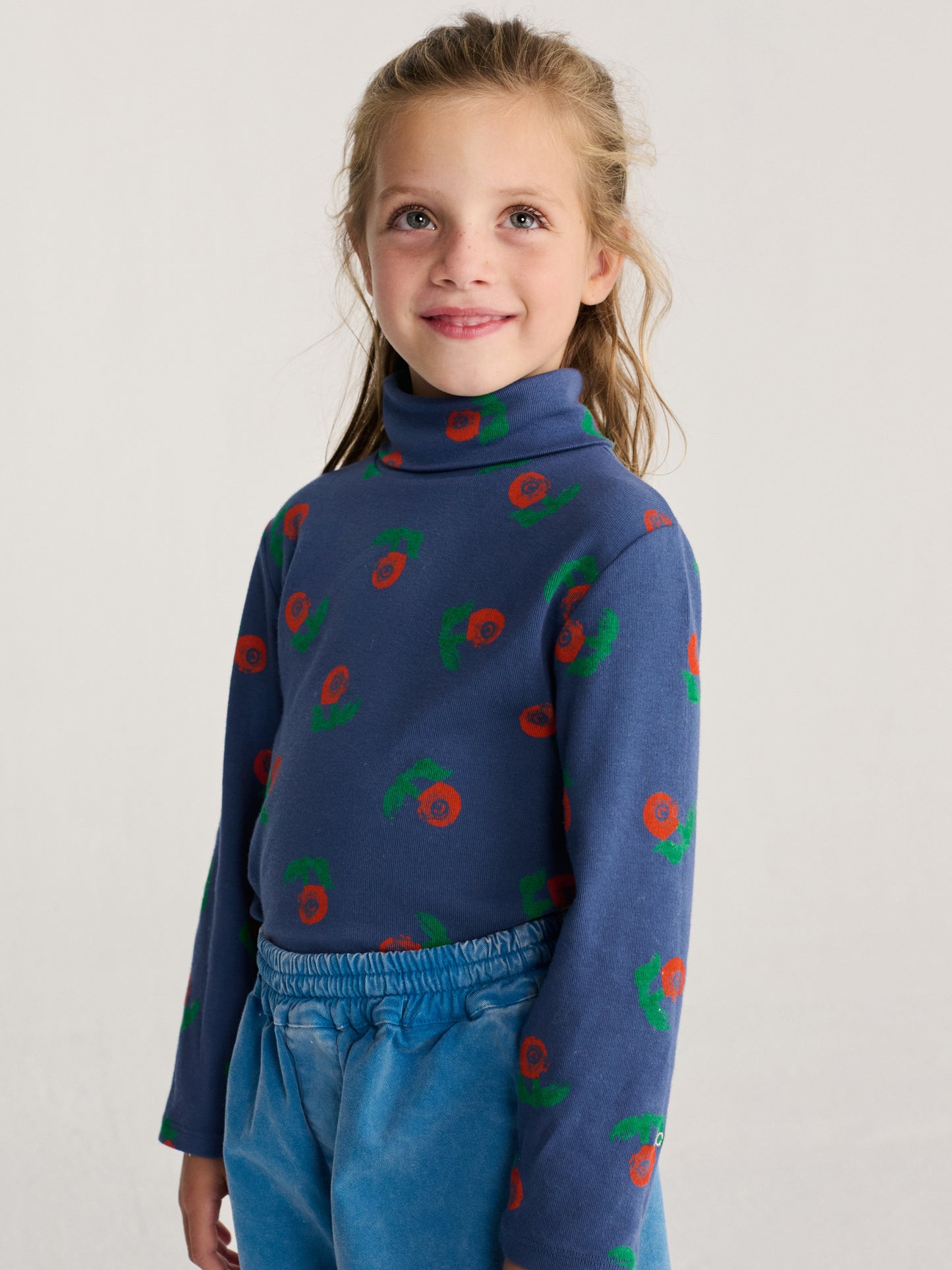 Bobo Choses Stamp Bloom all over turtle neck navy blue