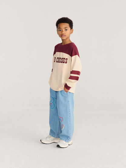 Bobo Choses Embossed denim pants blue