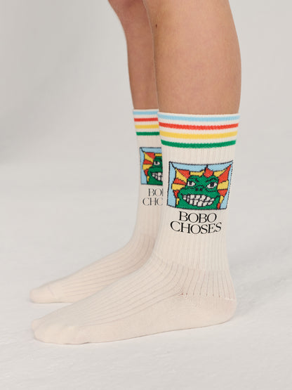 Bobo Choses Beast long socks beige