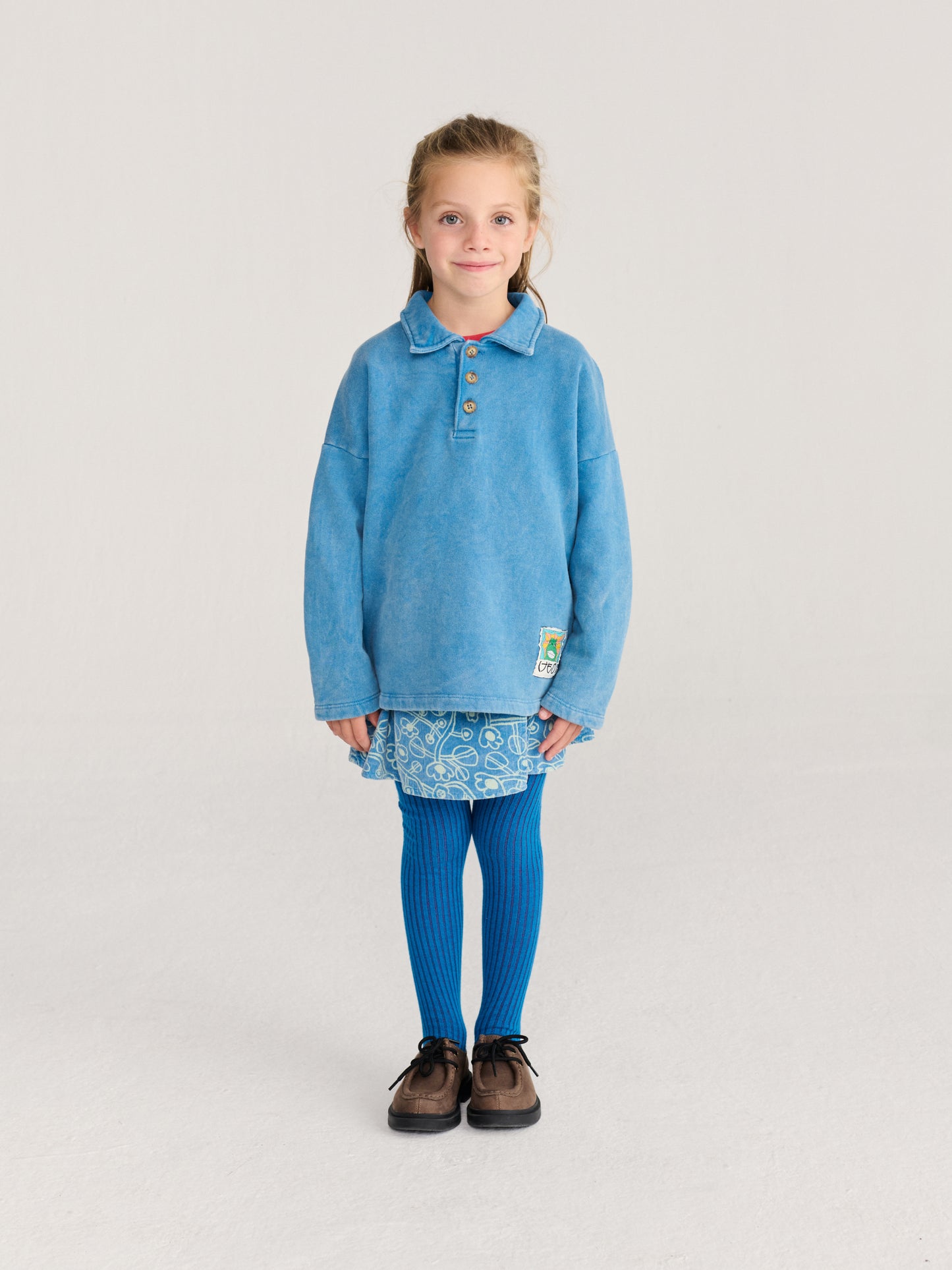 Bobo Choses Beast Tag polo sweatshirt light blue