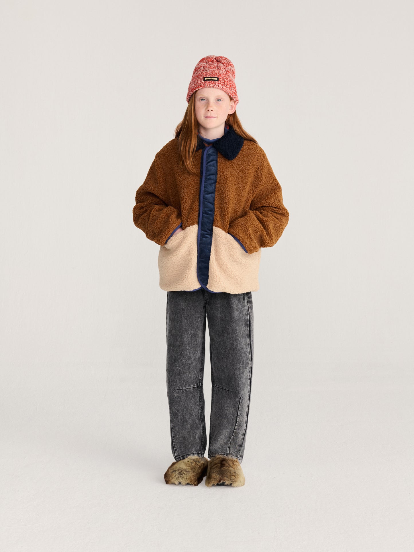 Bobo Choses Stamp Bloom all over reversible jacket navy blue