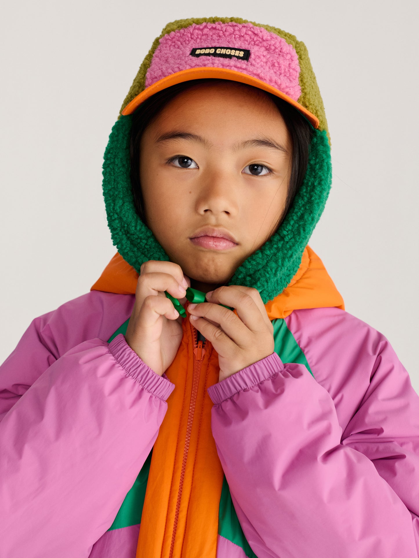 Bobo Choses color block sheepskin chapka green