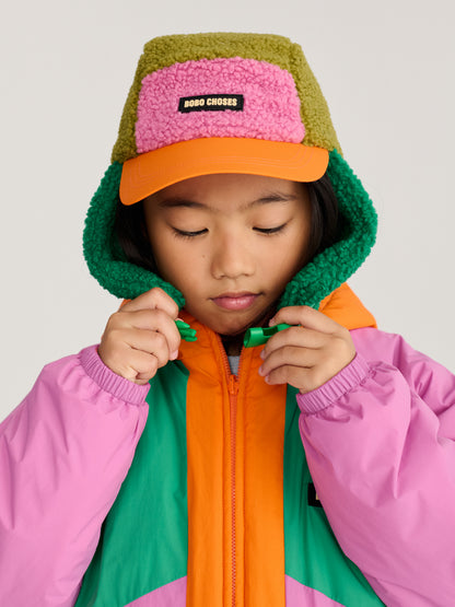 Bobo Choses color block sheepskin chapka green
