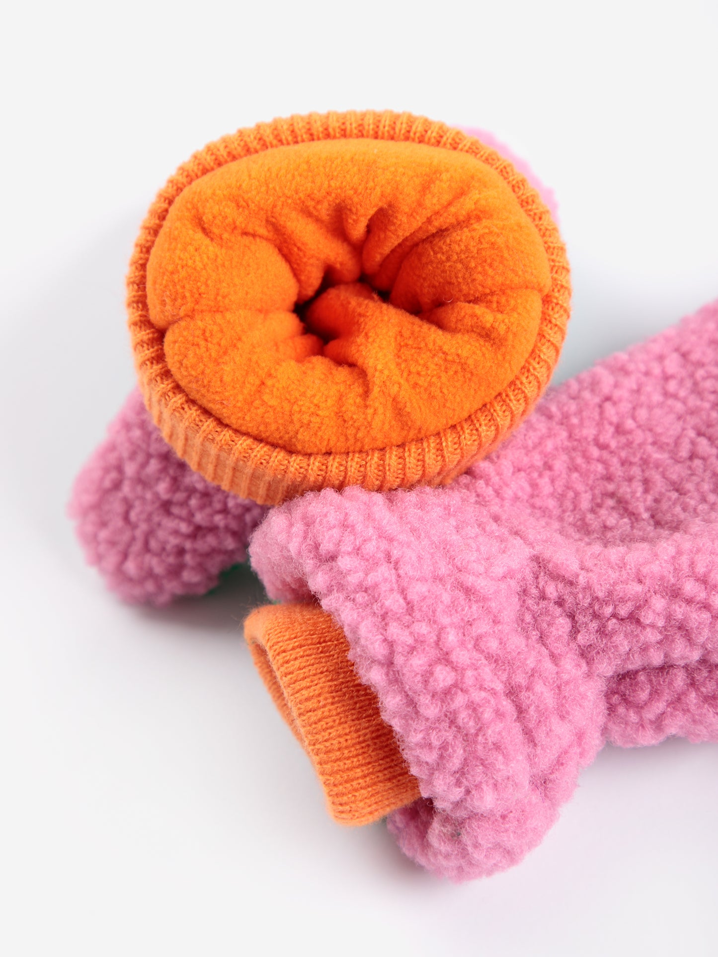 Bobo Choses color block sheepskin mittens fuchsia