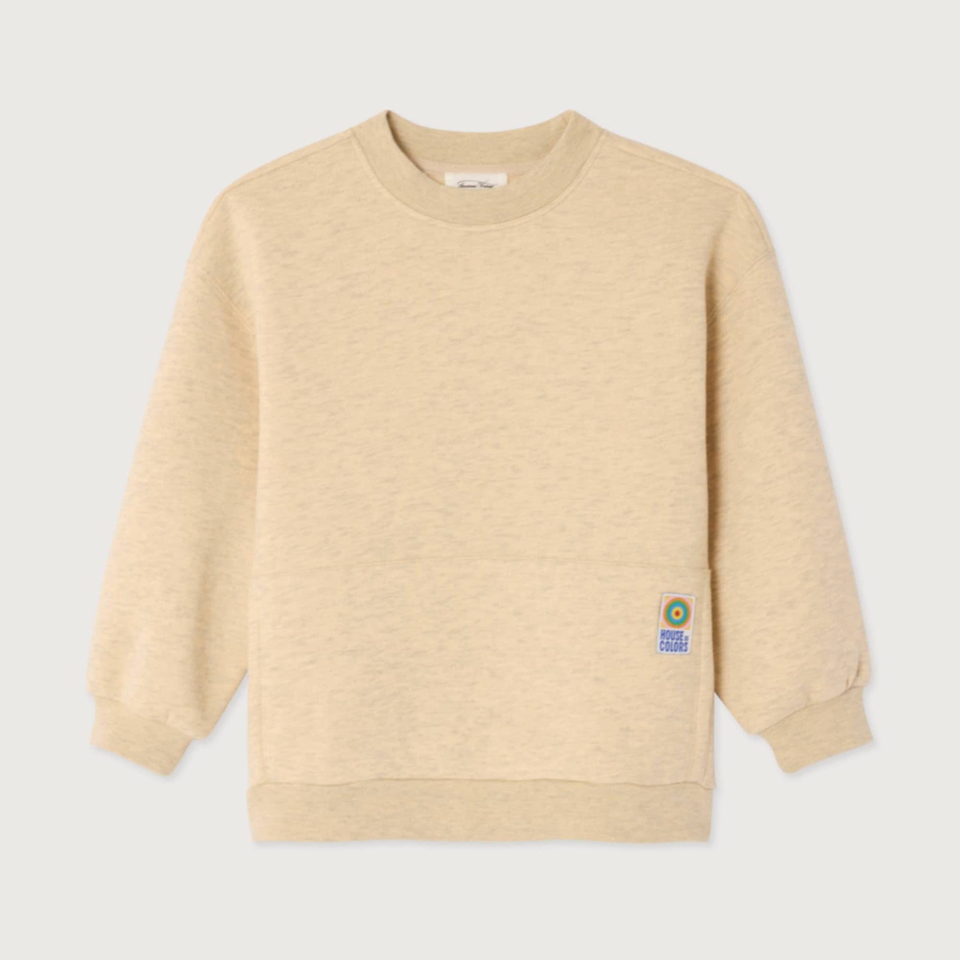 Ecru zandkleurige basic trui met fleece van American Vintage Kids