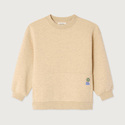 Ecru zandkleurige basic trui met fleece van American Vintage Kids