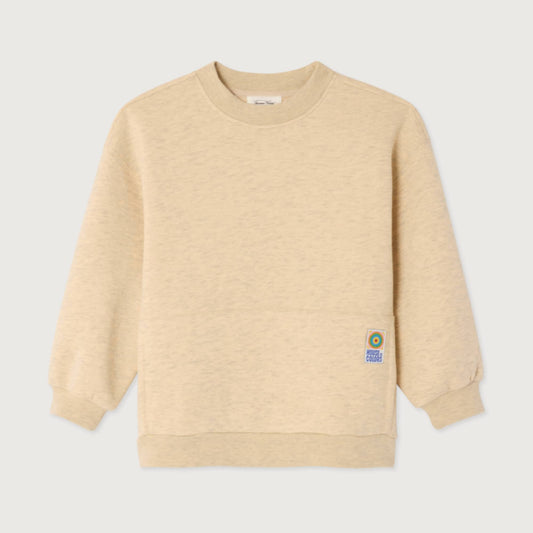 Ecru zandkleurige basic trui met fleece van American Vintage Kids
