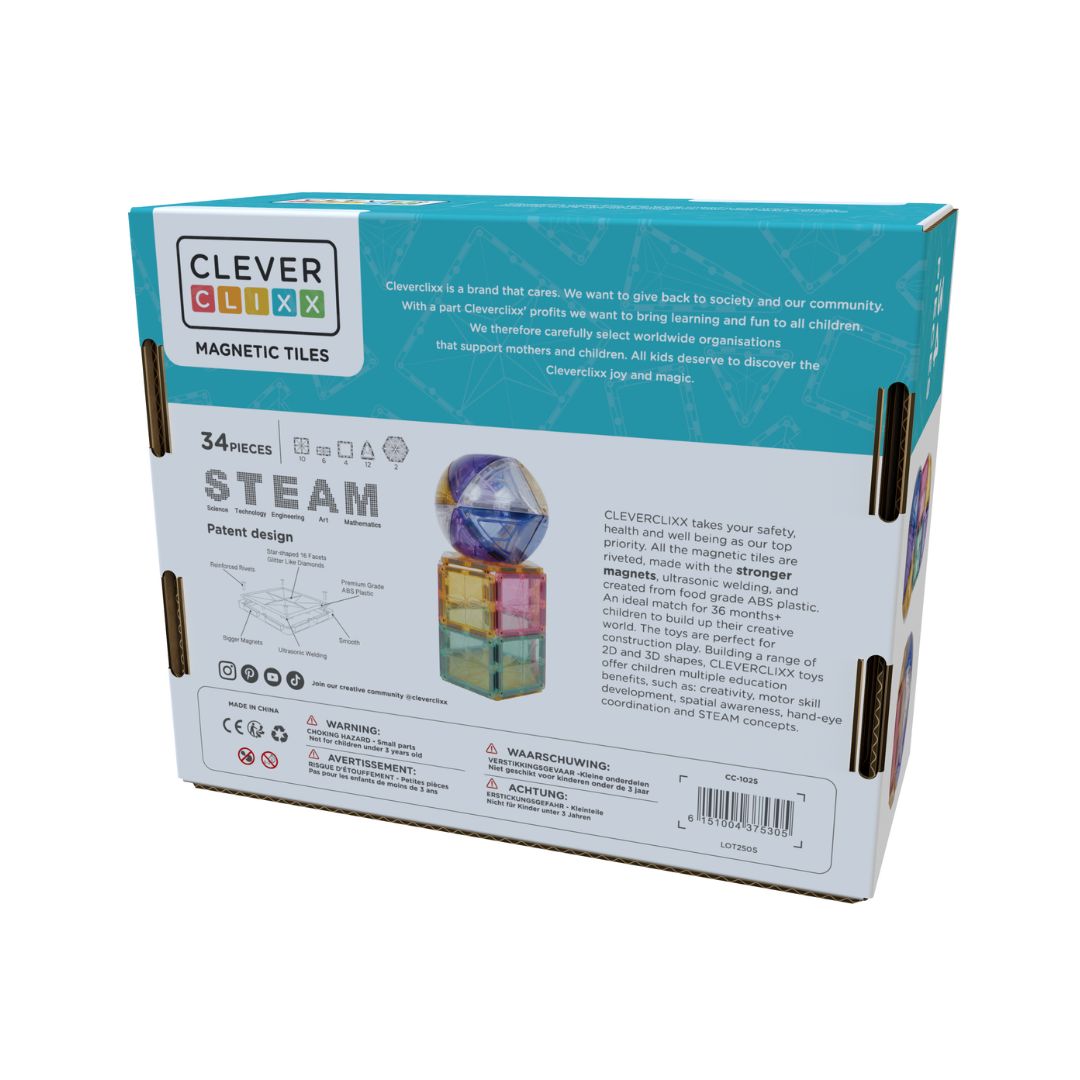 Cleverclixx Small Curved Pack Pastel I 34 pieces