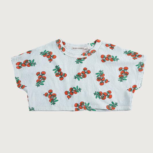 Licht blauwe top met tomaten Bobo Choses