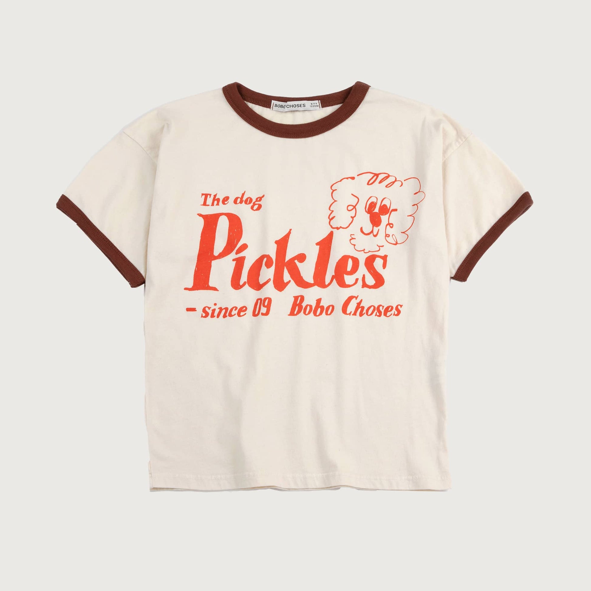 Ecru t-shirt met PICKLES de hond Bobo Choses