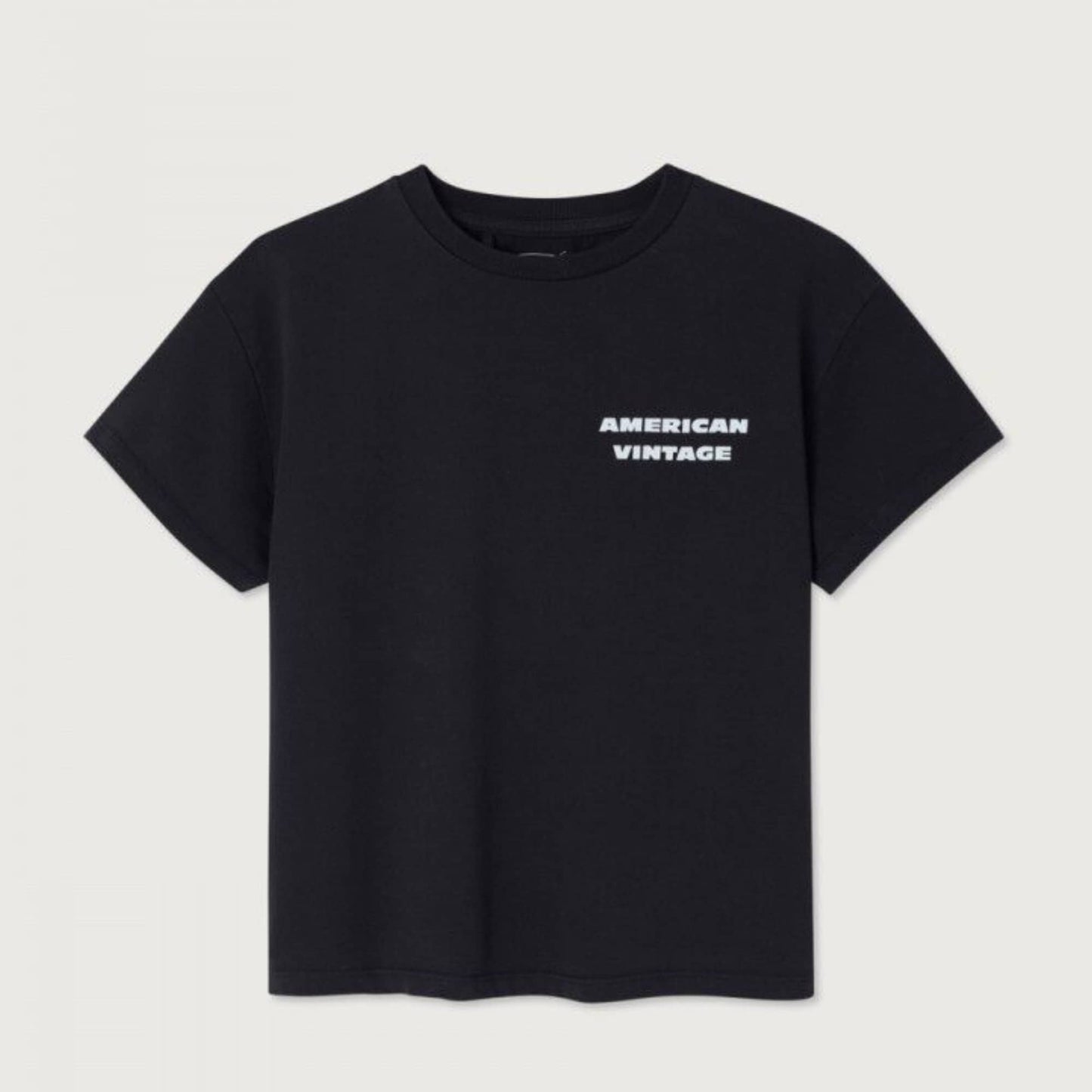 Zwarte basic Fizvalley t-shirt met witte letters van American Vintage Kids
