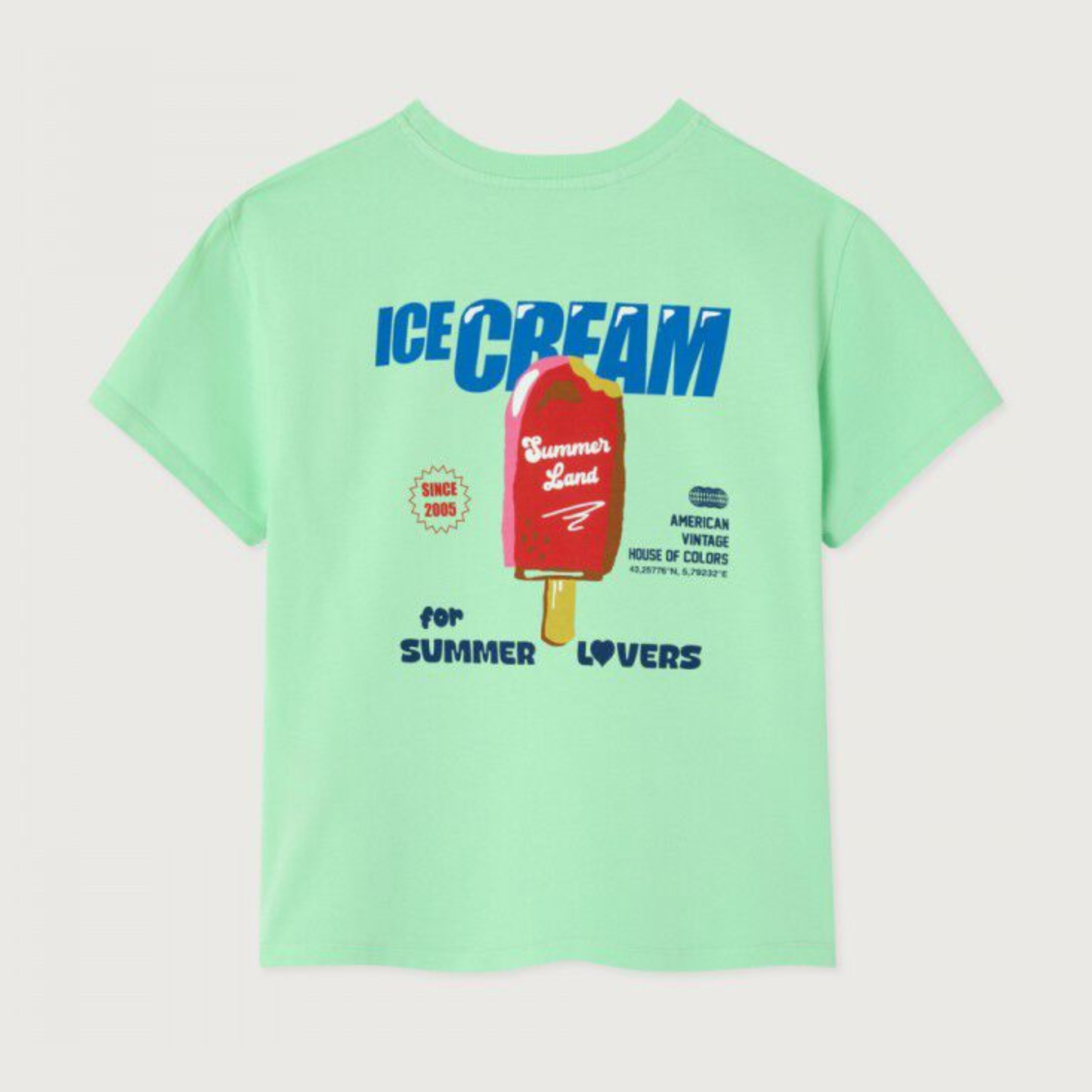 Muntgroene T-shirt met ijsje van American Vintage Kids