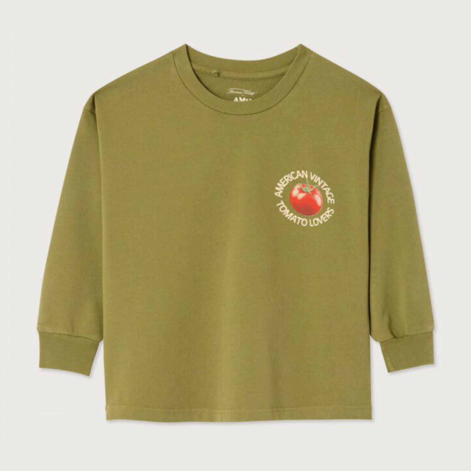 Kaki t-shirt met lange mouwen met Tomato Lovers van het merk American Vintage Kids