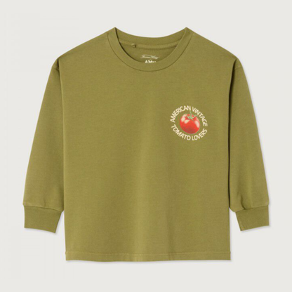 Kaki t-shirt met lange mouwen met Tomato Lovers van het merk American Vintage Kids