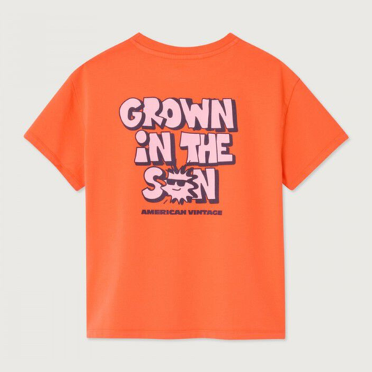 Oranje T-shirt met tekening Grown in the sun van American Vintage Kids