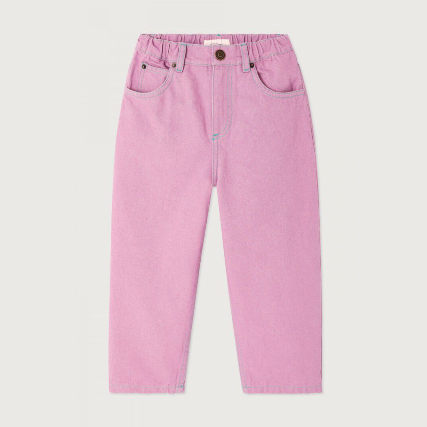 Paarse jeans broek met blauw stiksel van American Vintage Kids