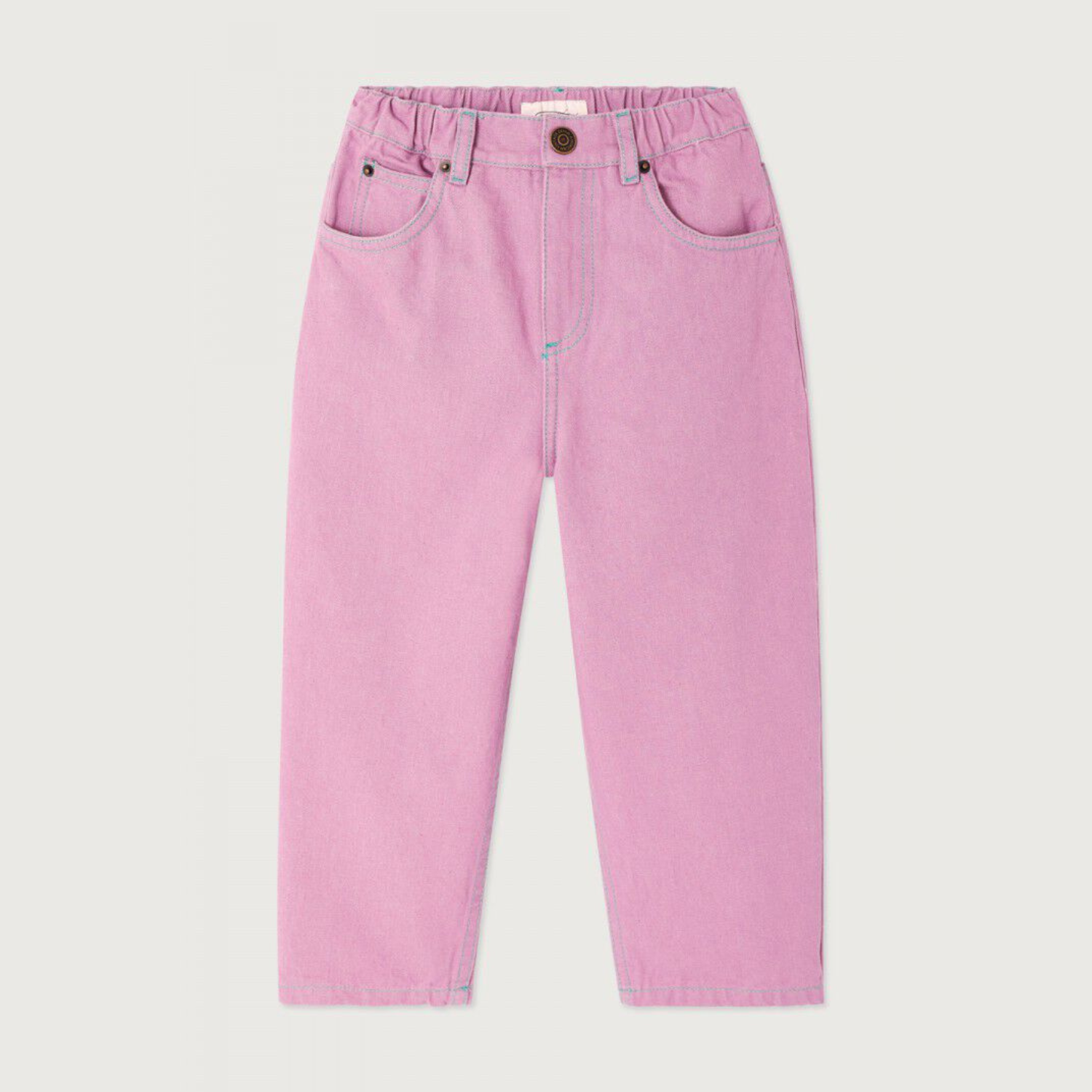 Paarse jeans broek met blauw stiksel van American Vintage Kids