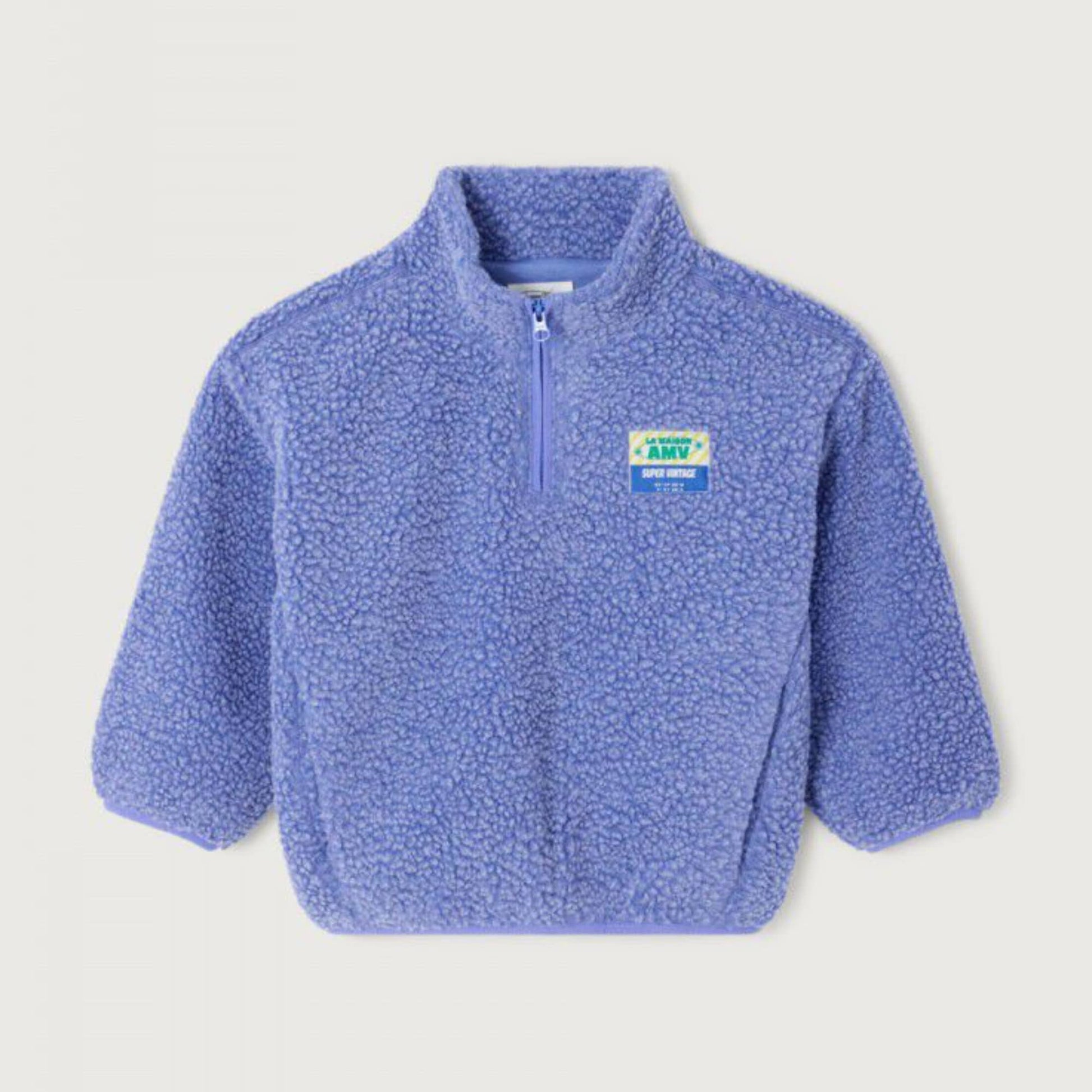 Paarse teddy Hoktown jas sweater met rits van American Vintage Kids