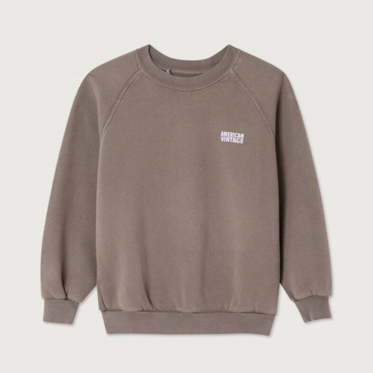 Bruin grijze trui met paarse letters van American Vintage Kids