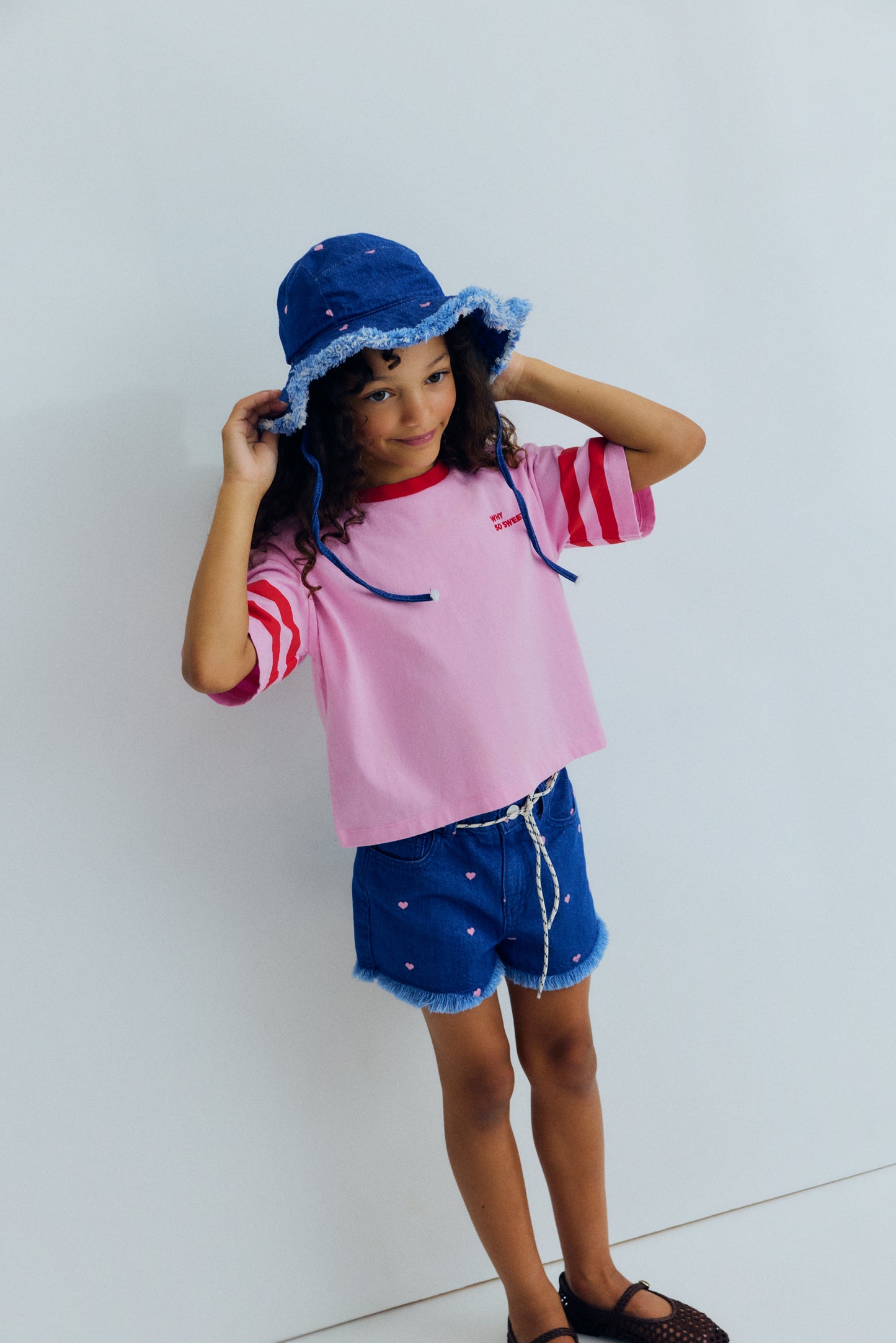 The New Society LYS Short hearts light denim