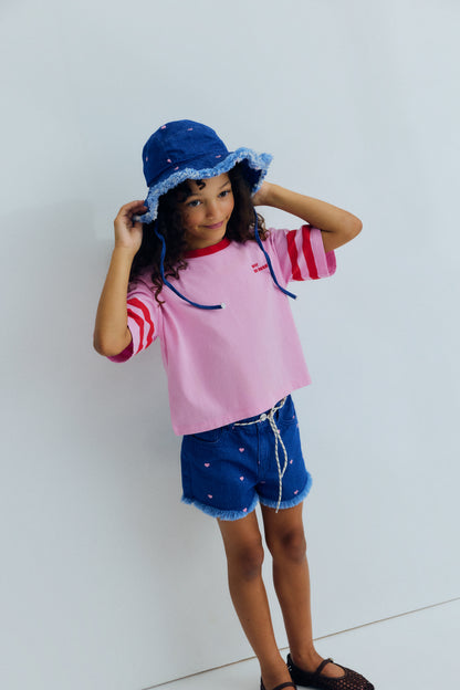 The New Society LYS Short hearts light denim