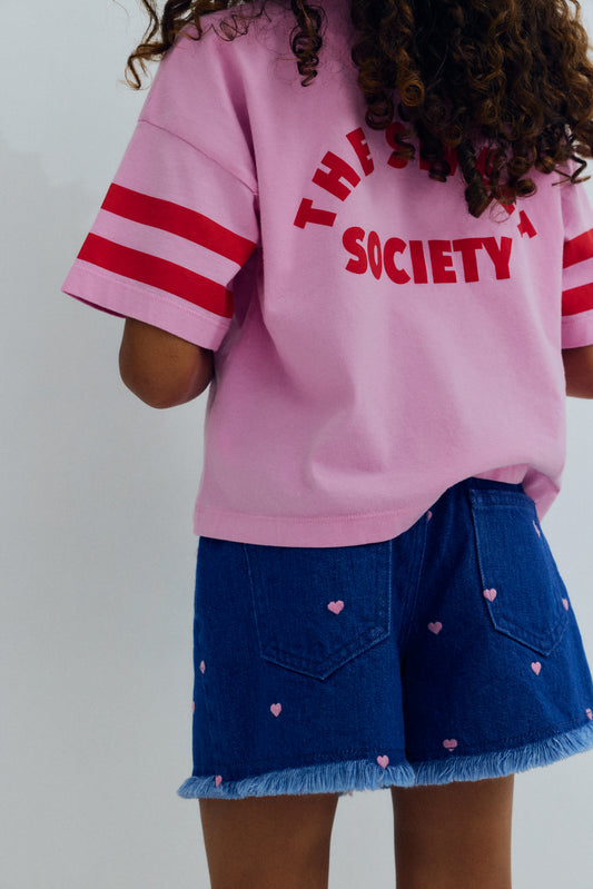 The New Society LYS Short hearts light denim