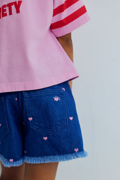 The New Society LYS Short hearts light denim
