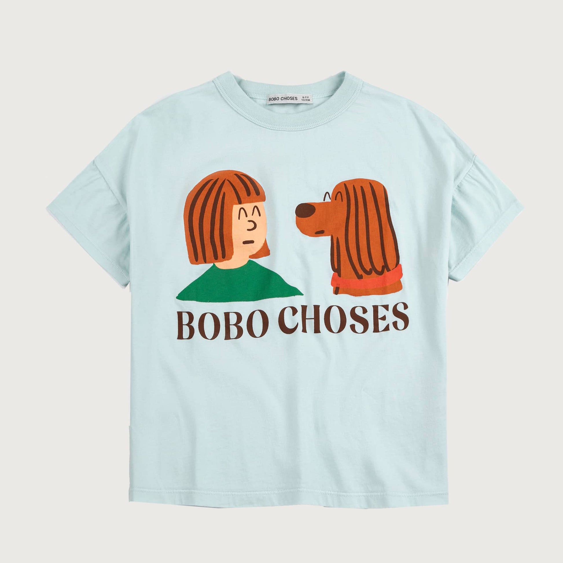 Licht blauwe t-shirt Friends en hondje Bobo Choses