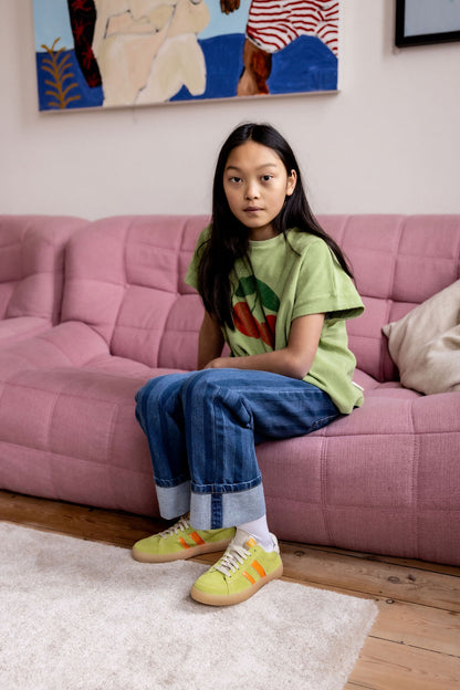 Bobo Choses PICKLES THE DOG striped denim pants navy blue