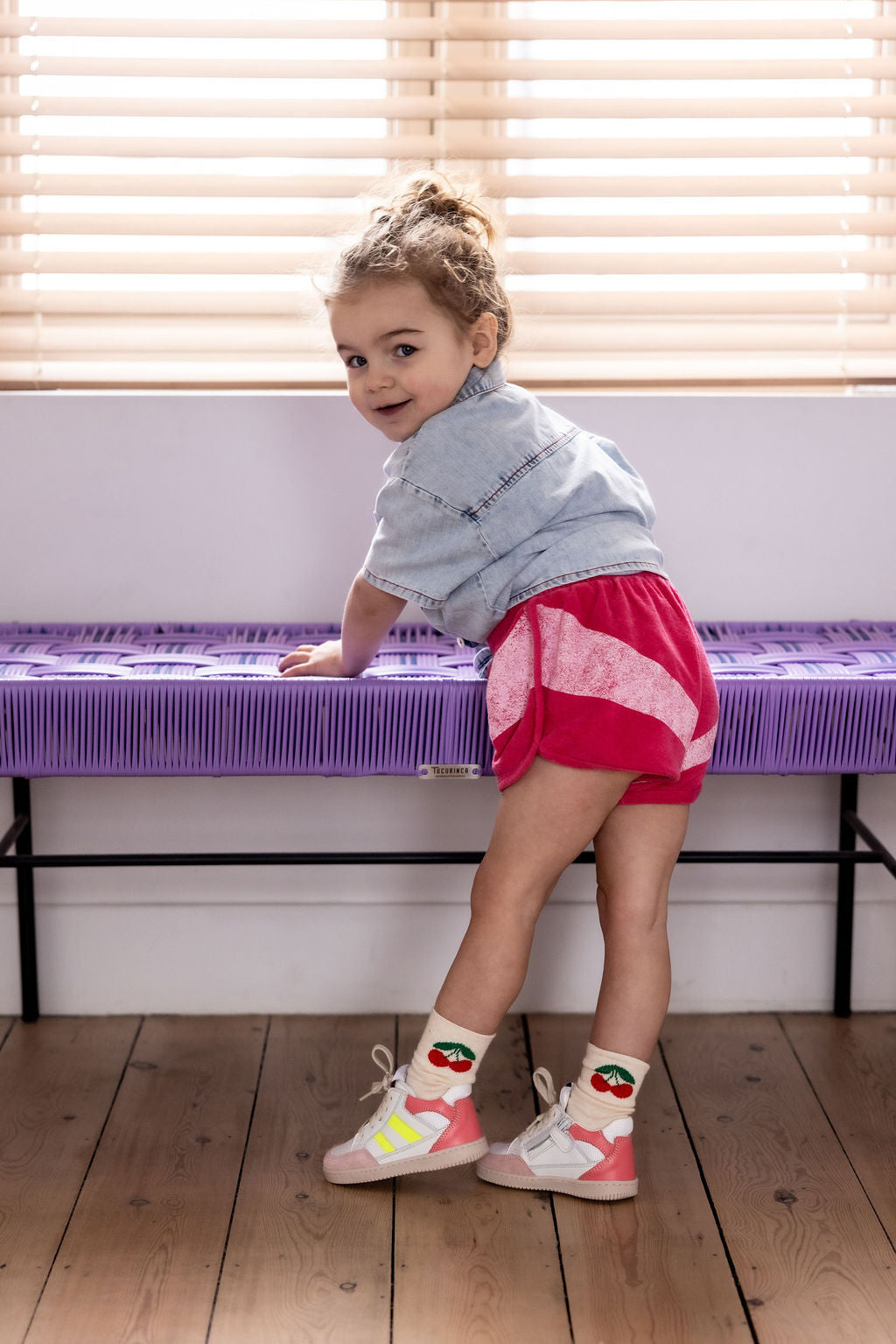 Piupiuchick Socks ecru with CHERRY print