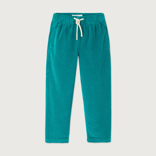 Groene corduroy ribstof broek met elastische rekker van American Vintage Kids