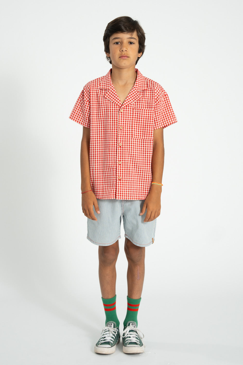 Piupiuchick BOY Shorts ecru/indigo stripes