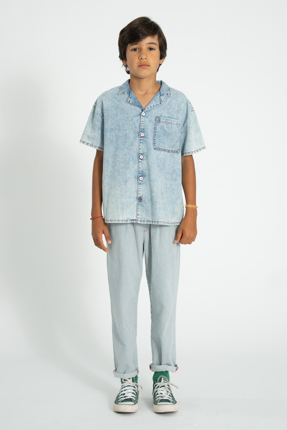 Piupiuchick Hawaiian shirt blue light denim