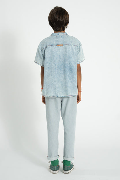 Piupiuchick Hawaiian shirt blue light denim